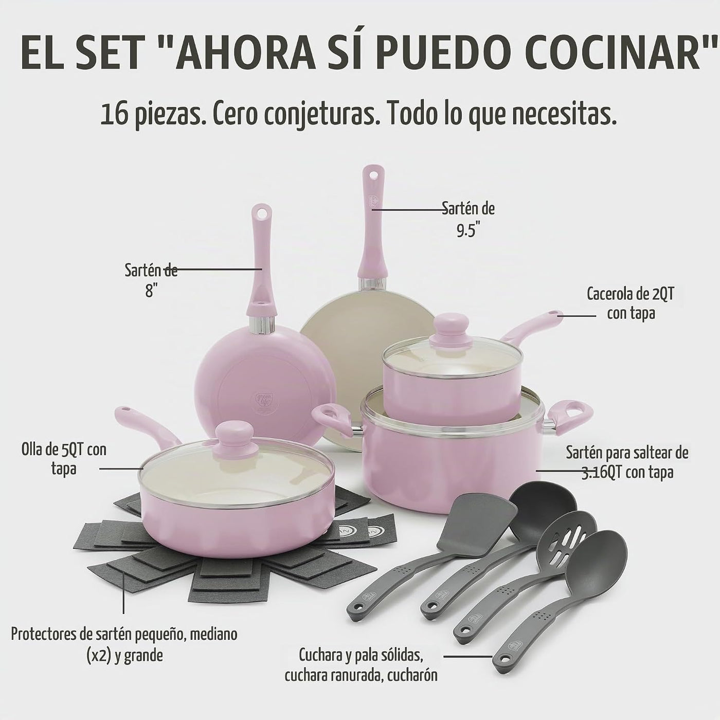 GreenLife Juego de utensilios de cocina antiadherentes de 16 piezas...