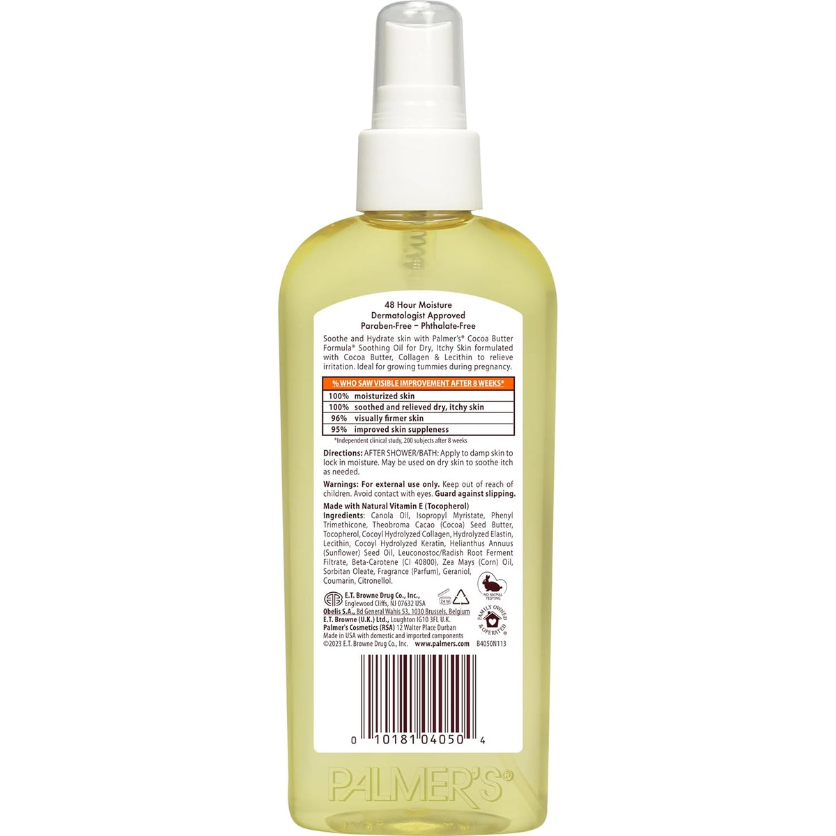 Aceite corporal calmante de Palmer, fórmula antipicazón de manteca...