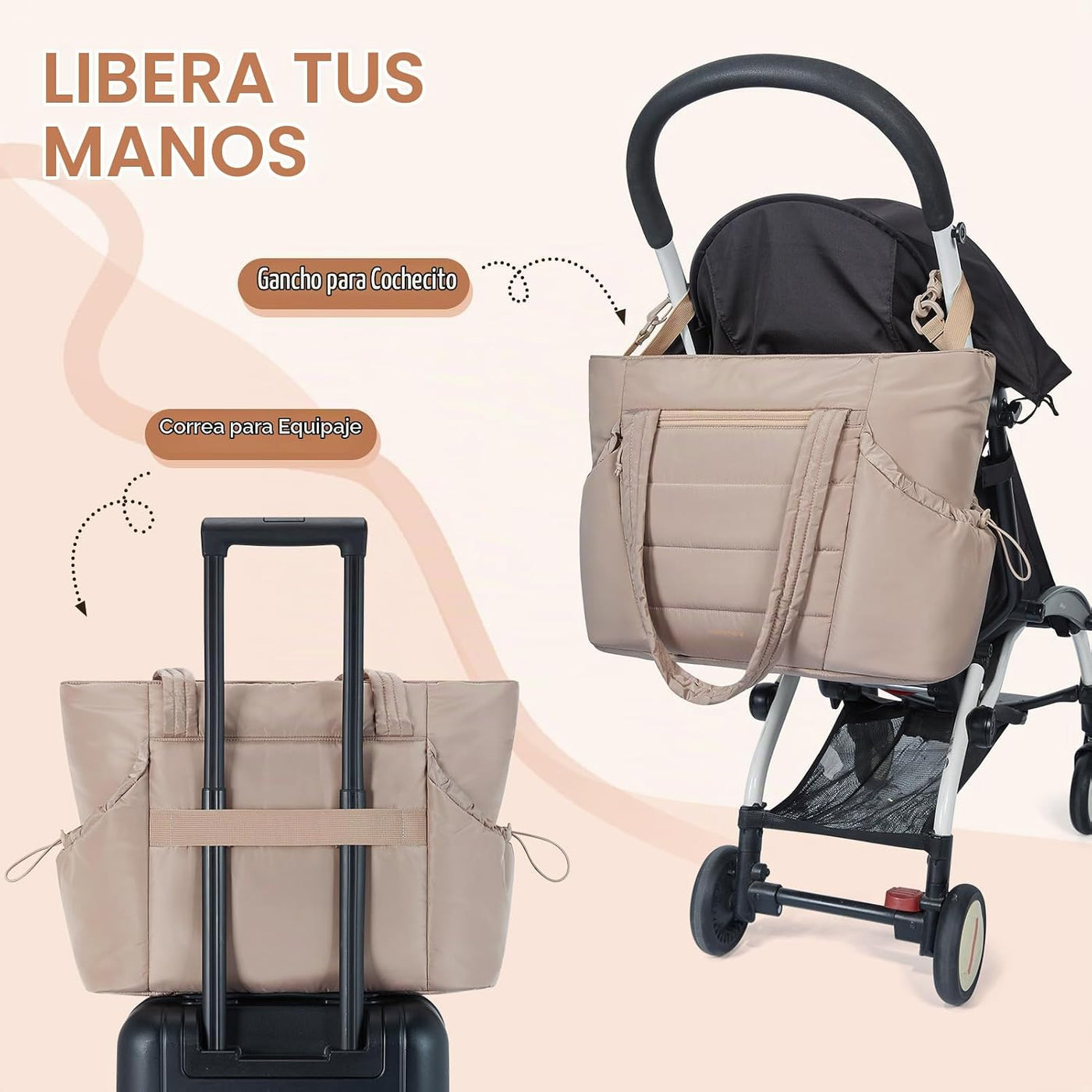 Mommore Bolso de pañales estilo tote con organizador de cochecito,...