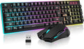 RedThunder K10 Combo de teclado y mouse inalámbricos para juegos, b...