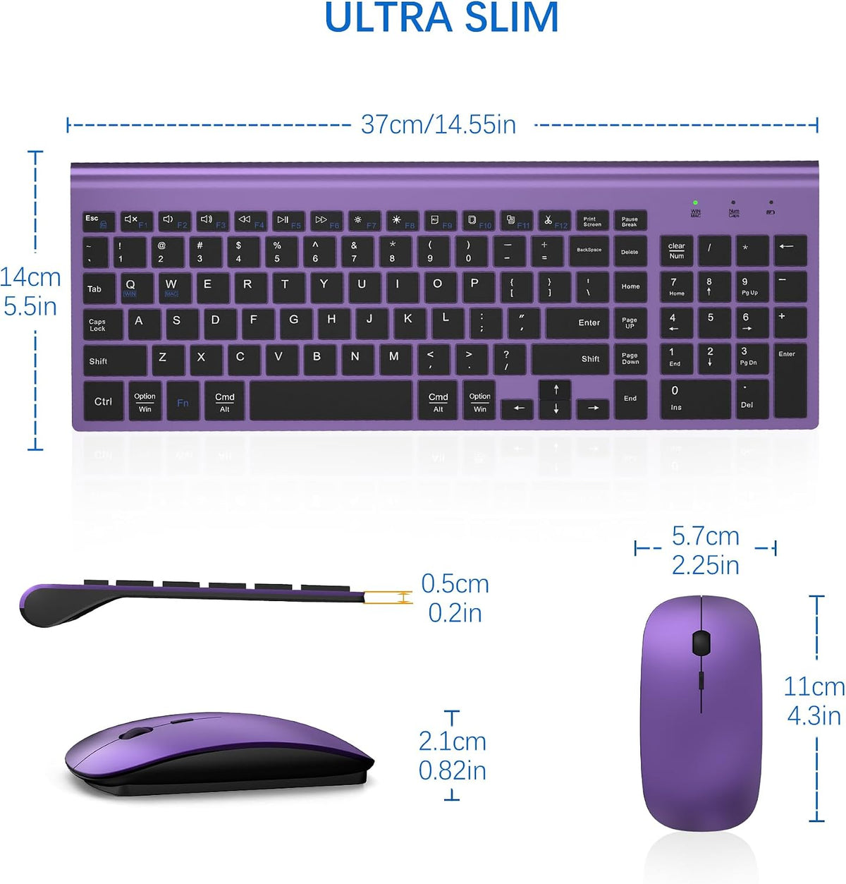 Combo de teclado y mouse inalámbricos ultra delgado con sistema dua...