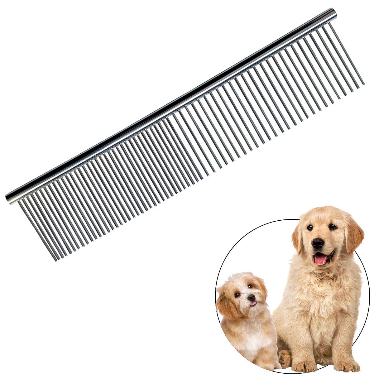 Peine de acero inoxidable para mascotas con extremos redondeados, h...