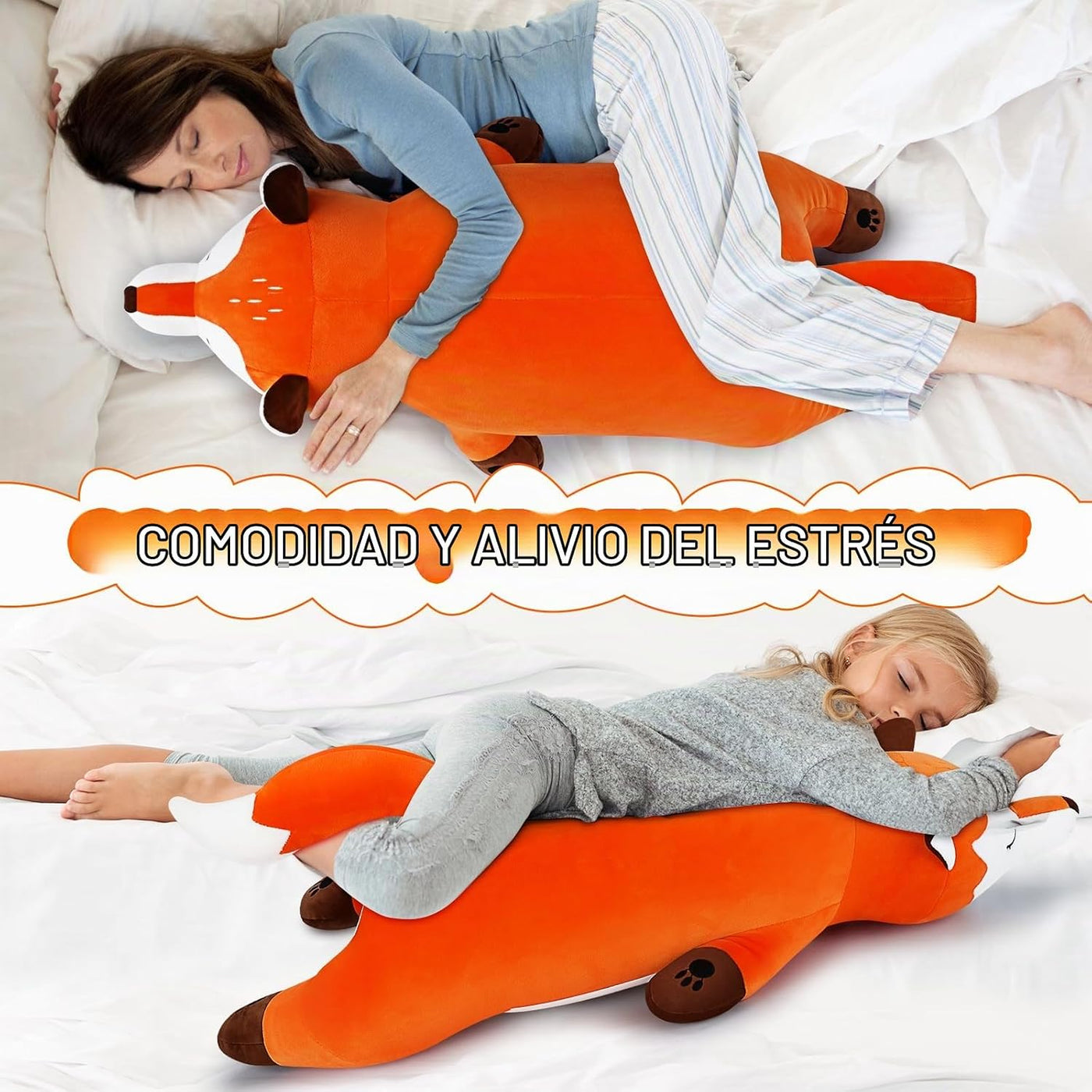 Peluche de zorro gigante de 30 pulgadas, almohada de felpa de zorro...