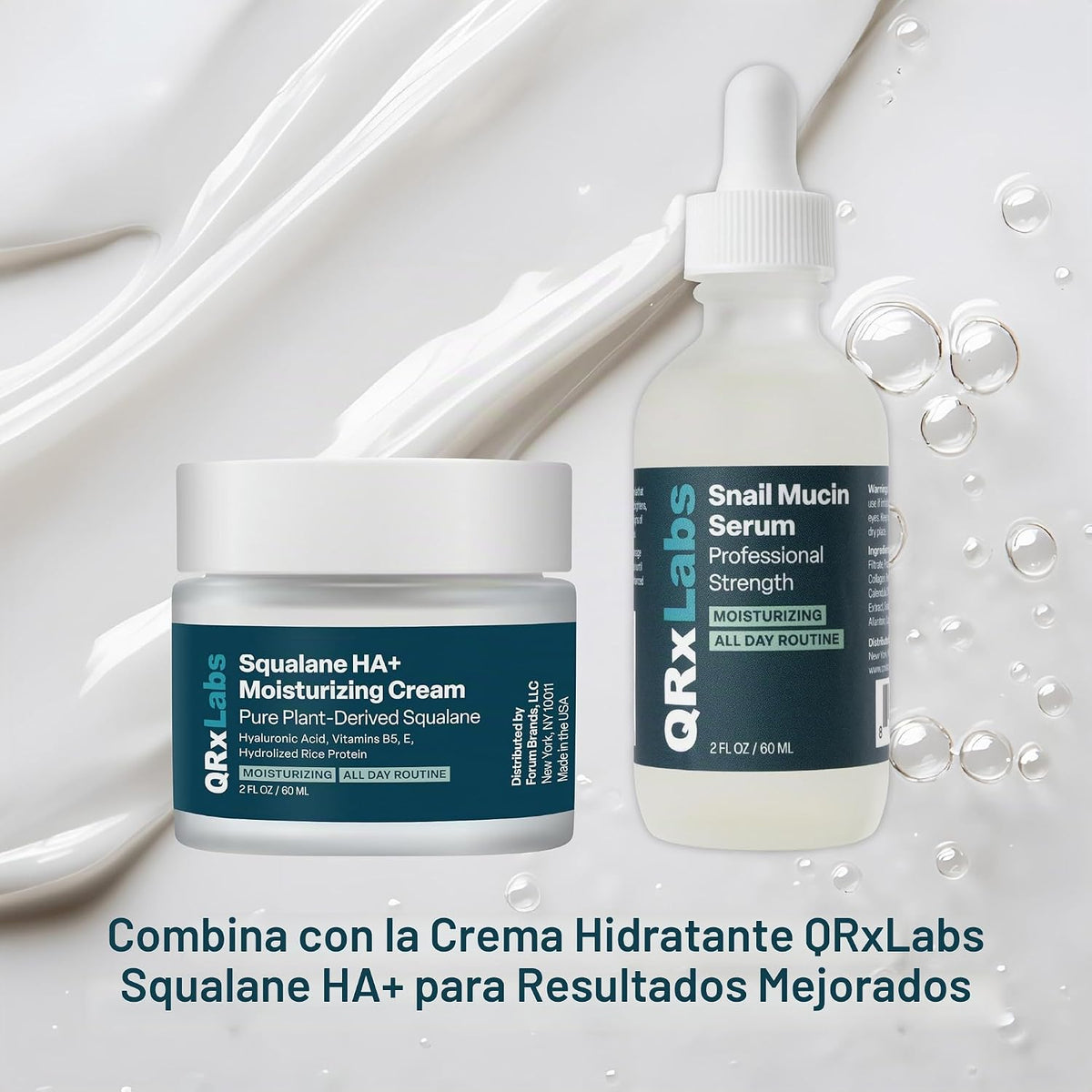 QRxLabs - Suero facial de mucina caracol con colágeno, hidratante y...