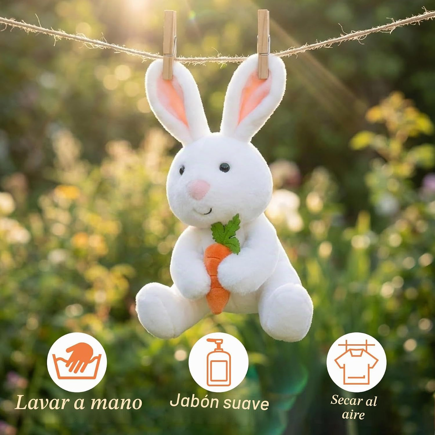 okegztoa Peluche de conejo sosteniendo zanahoria, juguete suave con...