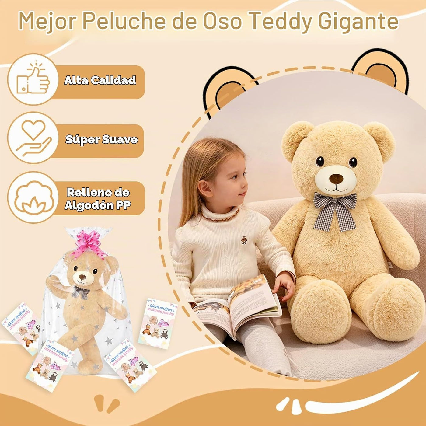 SQEQE Oso de peluche gigante de 39 pulgadas, oso de peluche grande...
