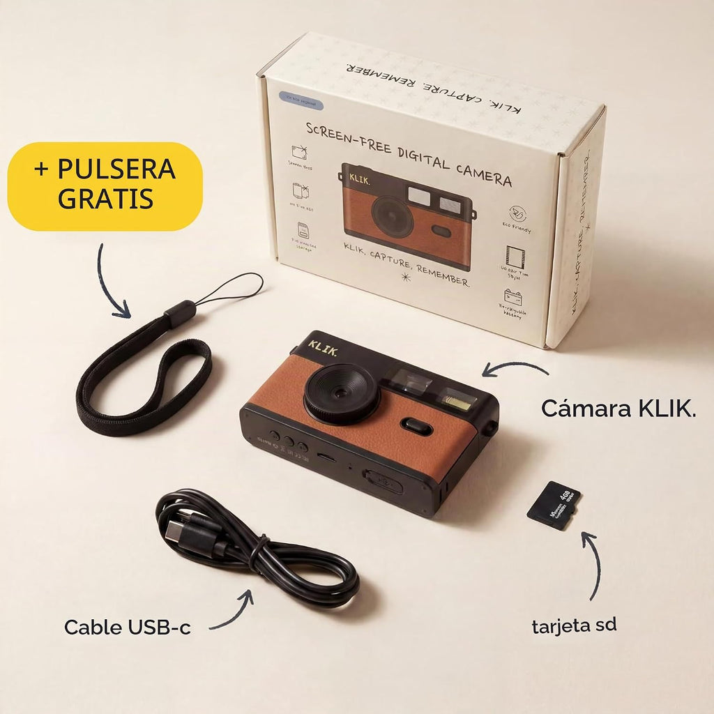 Klik Cámara digital sin pantalla | Mantente presente y captura foto...