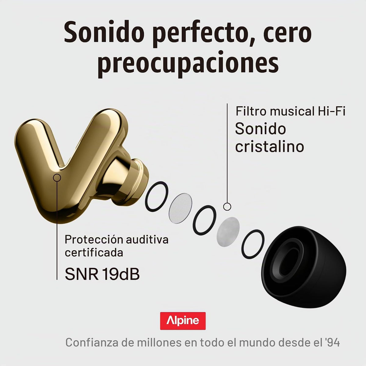 Alpine Tune - Tapones para los oídos, tapones para los oídos de con...