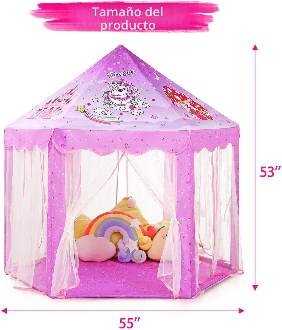 Monobeach Tienda de campaña de princesa para niñas, casa de juegos...