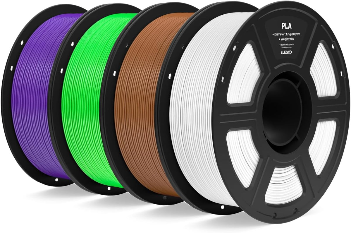 ELEGOO Filamento PLA para impresora 3D, 8.8 lbs, blanco\/marrón\/ve...
