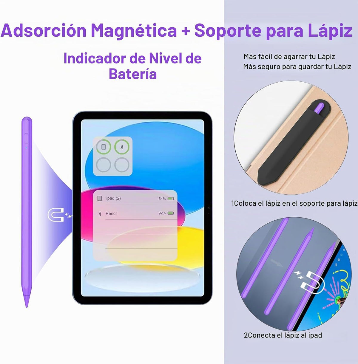 Lápiz óptico para iPad 2018-2026 con rechazo de palma, Apple Pencil...