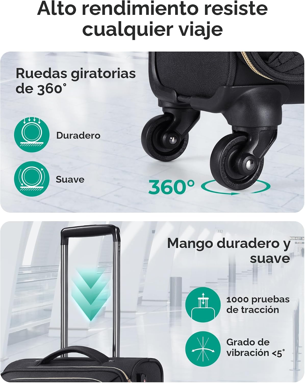Bagsmart Equipaje de viaje Maleta de transporte, Equipaje debajo de...