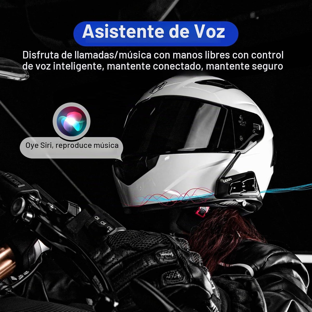 LEXIN MeshCom - Auriculares Bluetooth para motocicleta, intercomuni...