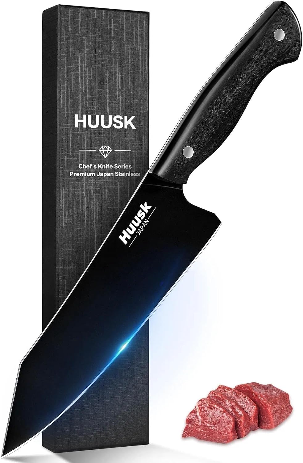 Huusk - Cuchillo de chef japonés para cocina, cuchillo Kirisuke de...