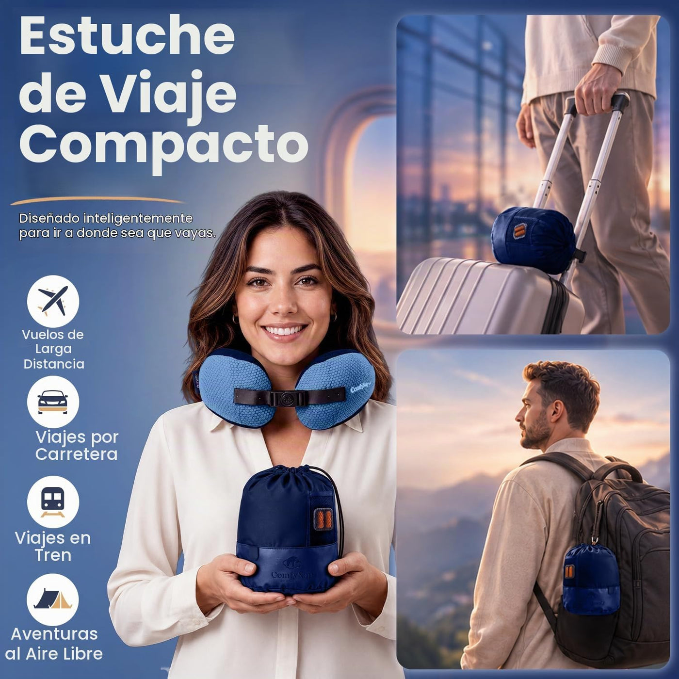 ComfyNap® Zeus - Almohada de cuello de viaje versátil para avión [p...
