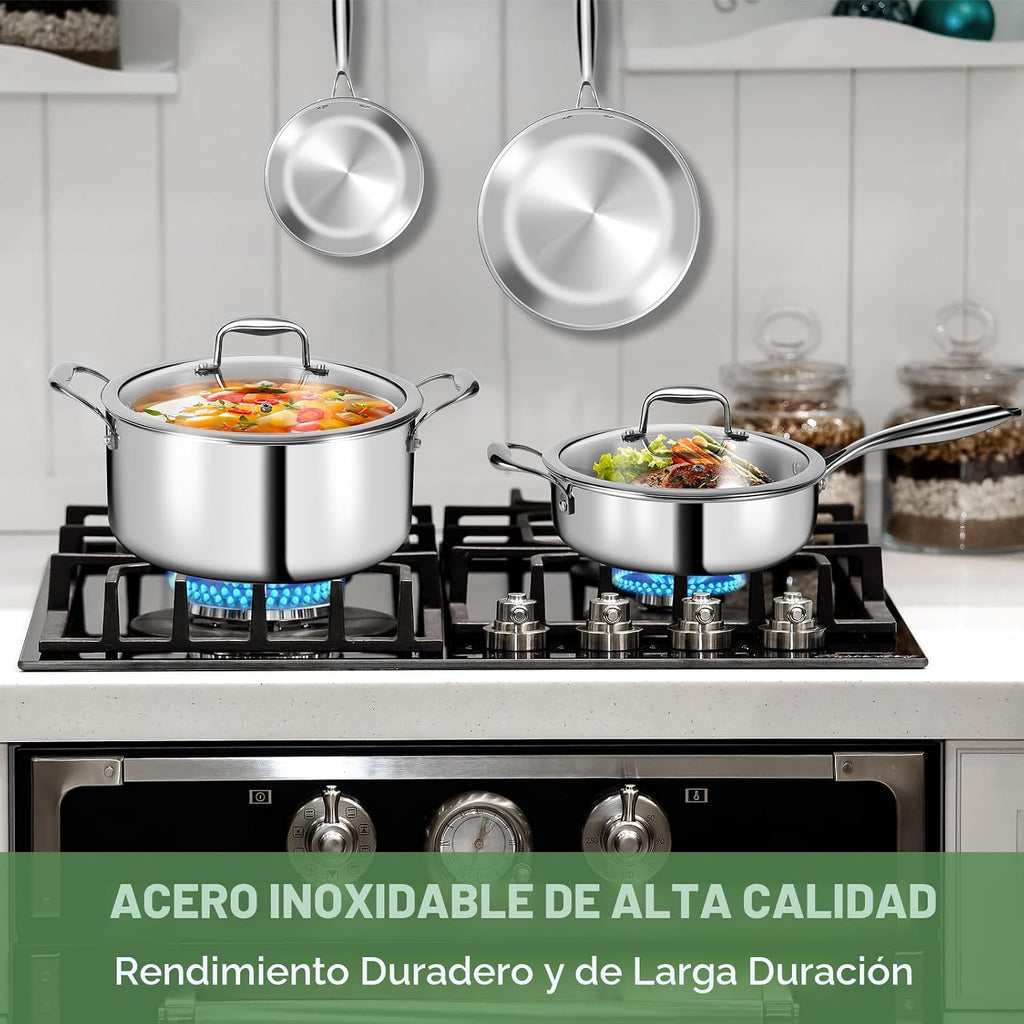 Juego de utensilios de cocina de acero inoxidable de 3 capas de 11...