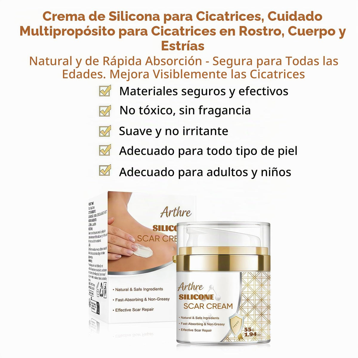 Crema de gel de silicona avanzada para cicatrices, tratamiento prof...