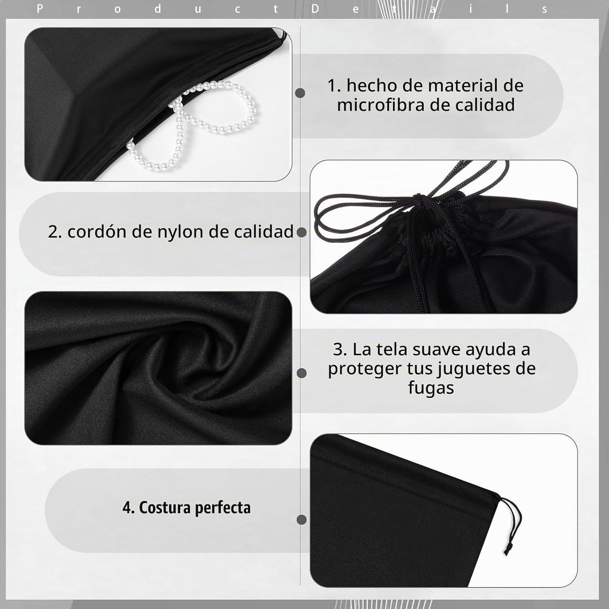 Weewooday - 12 bolsas de satén negro para juguetes para adultos, bo...