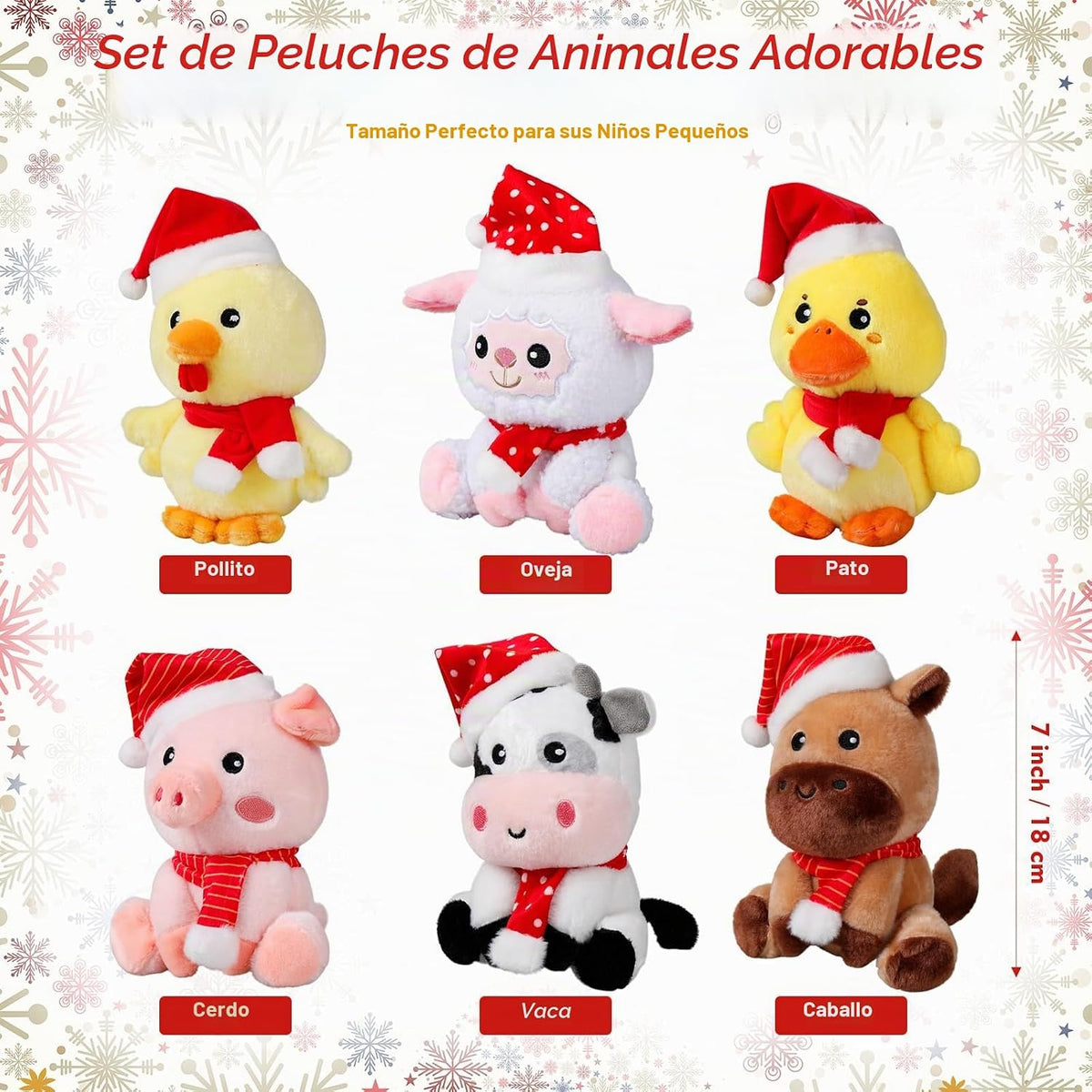 RoundFunny 6 animales de granja grandes de 7 pulgadas a granel con...
