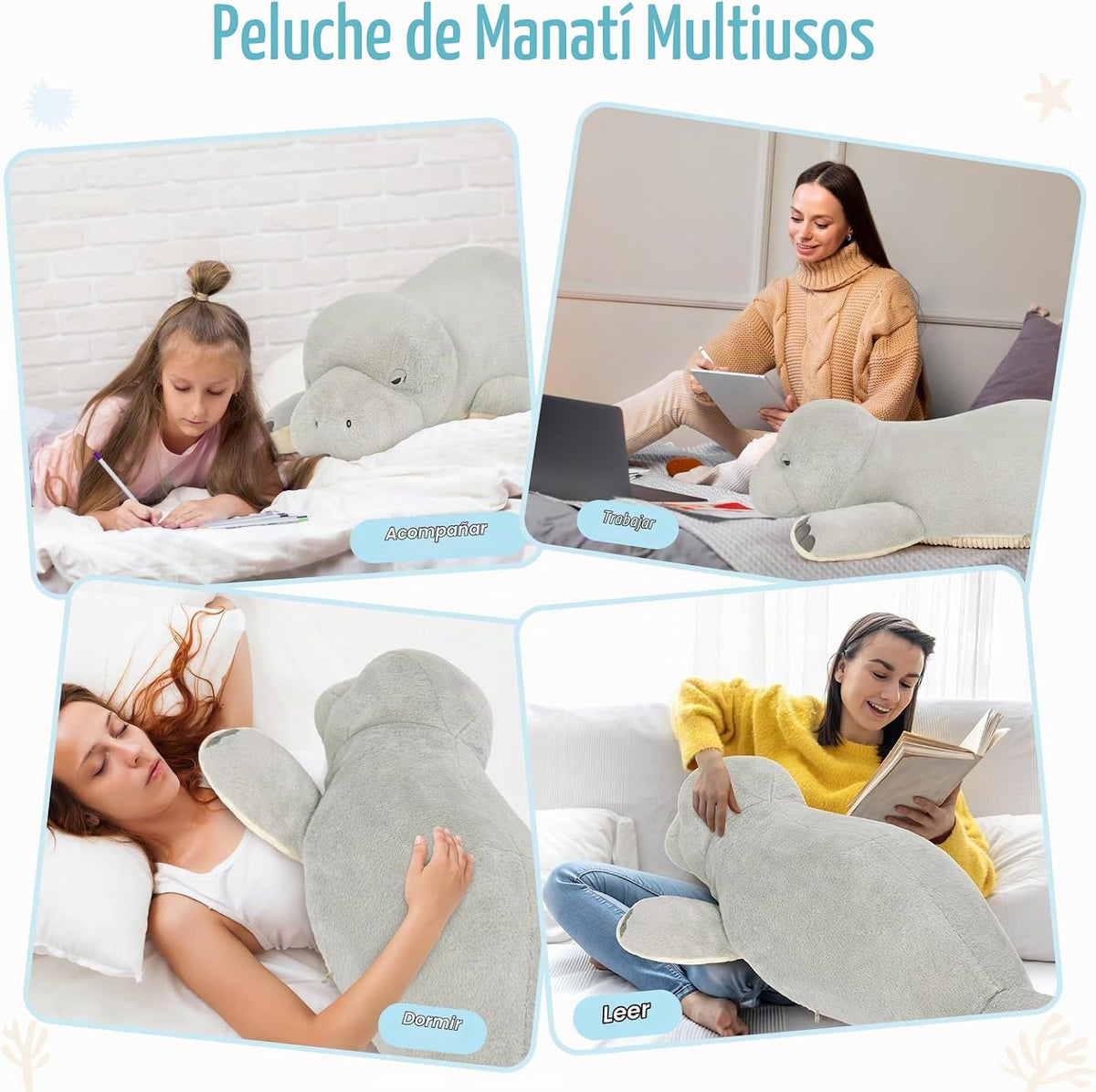 MorisMos Peluche de manatí gigante de 47 pulgadas, juguete de peluc...