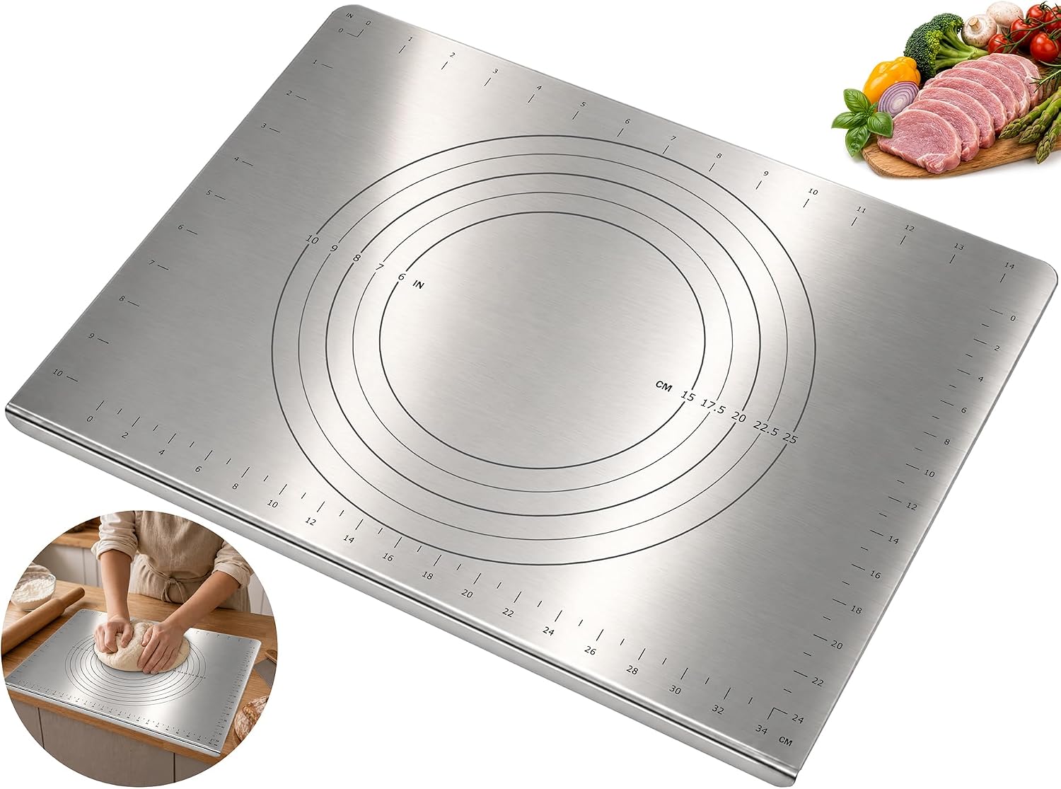 Guplai Tabla de cortar de acero inoxidable 304 con borde para cocin...