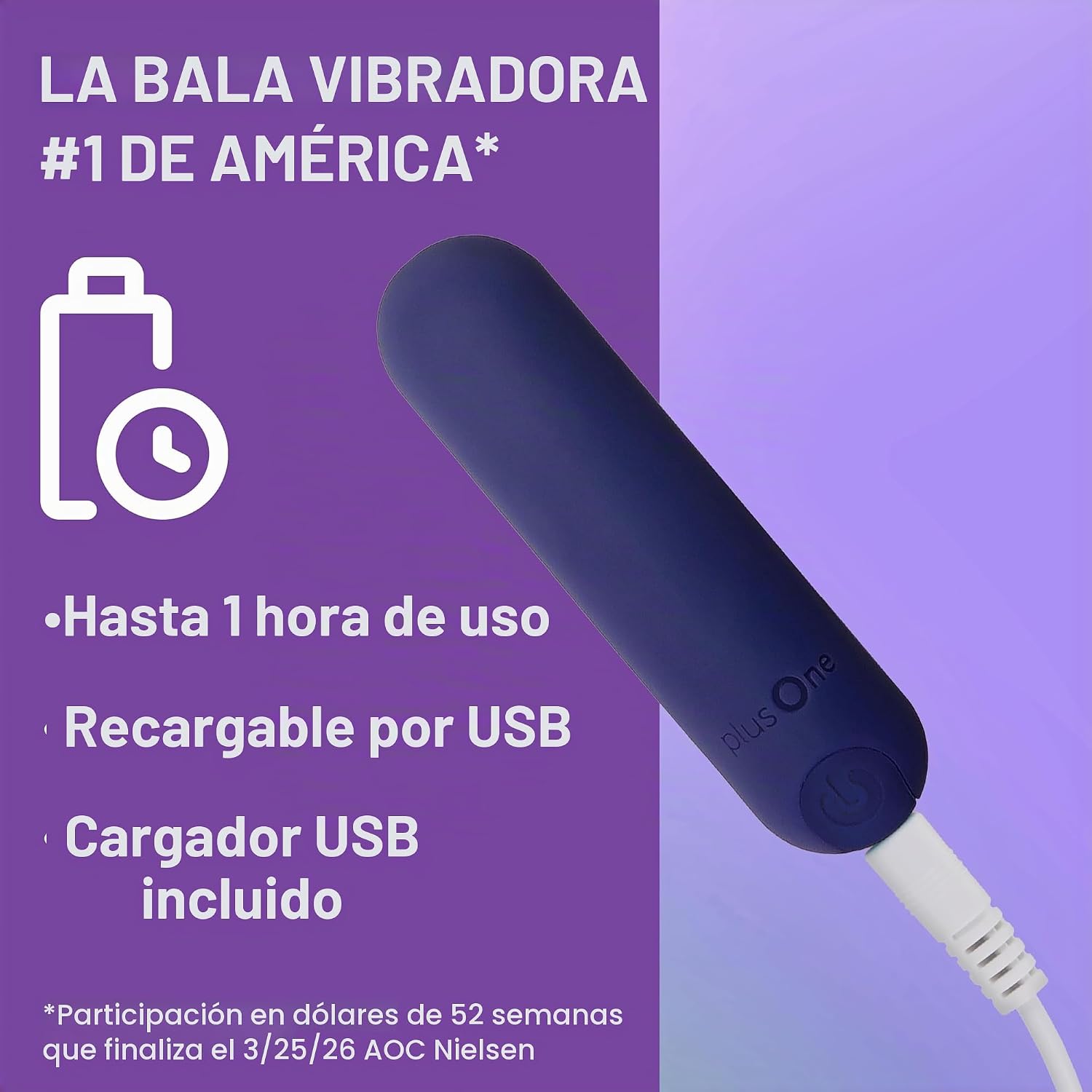plusOne Vibrador bala para mujer, mini vibrador hecho de silicona s...