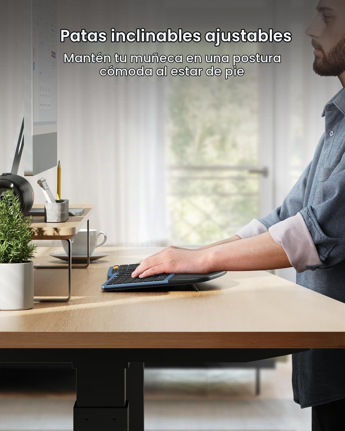 ProtoArc Teclado y ratón inalámbrico ergonómico, EKM01 Plus tamaño...