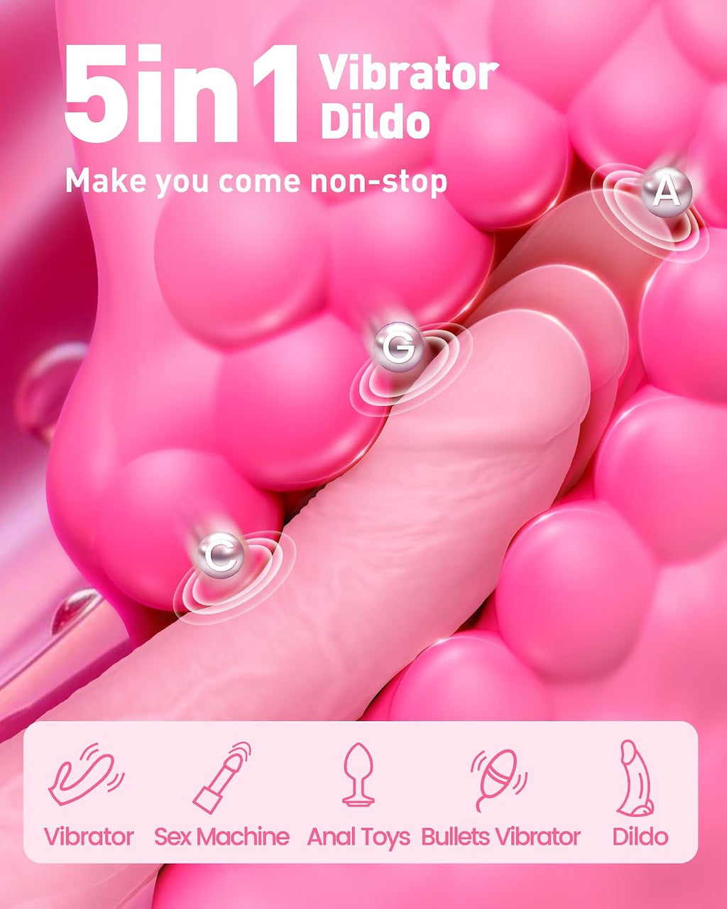 Consolador de empuje vibrador juguetes sexuales, consolador de punt...