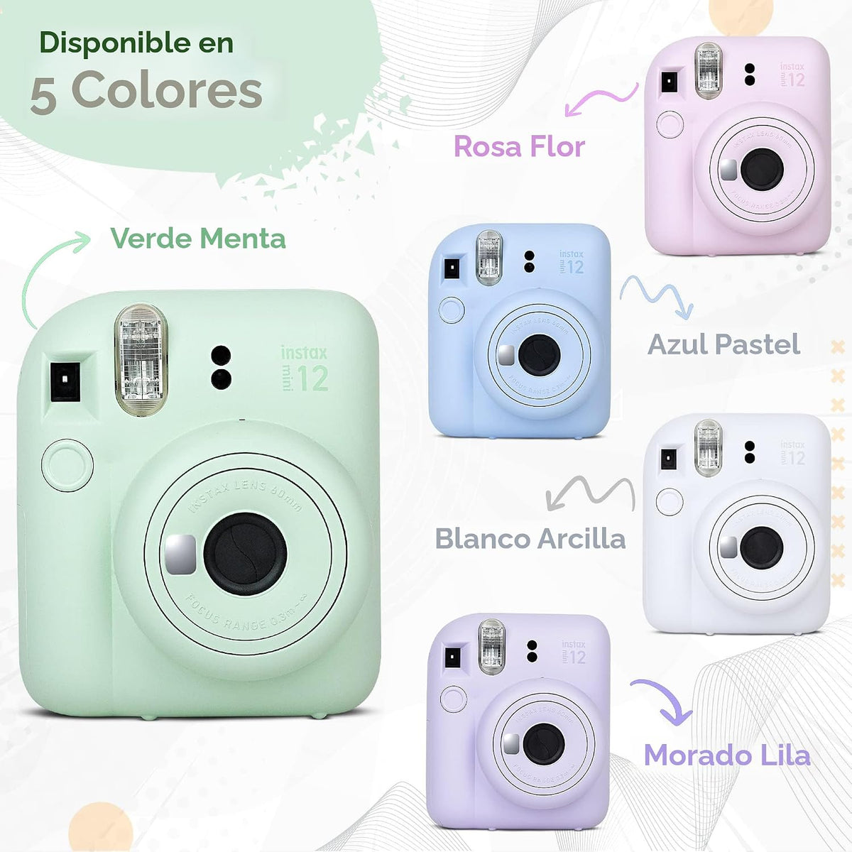 Fujifilm Instax Mini 12 Instant Camera Blossom Pink y 60 hojas de p...