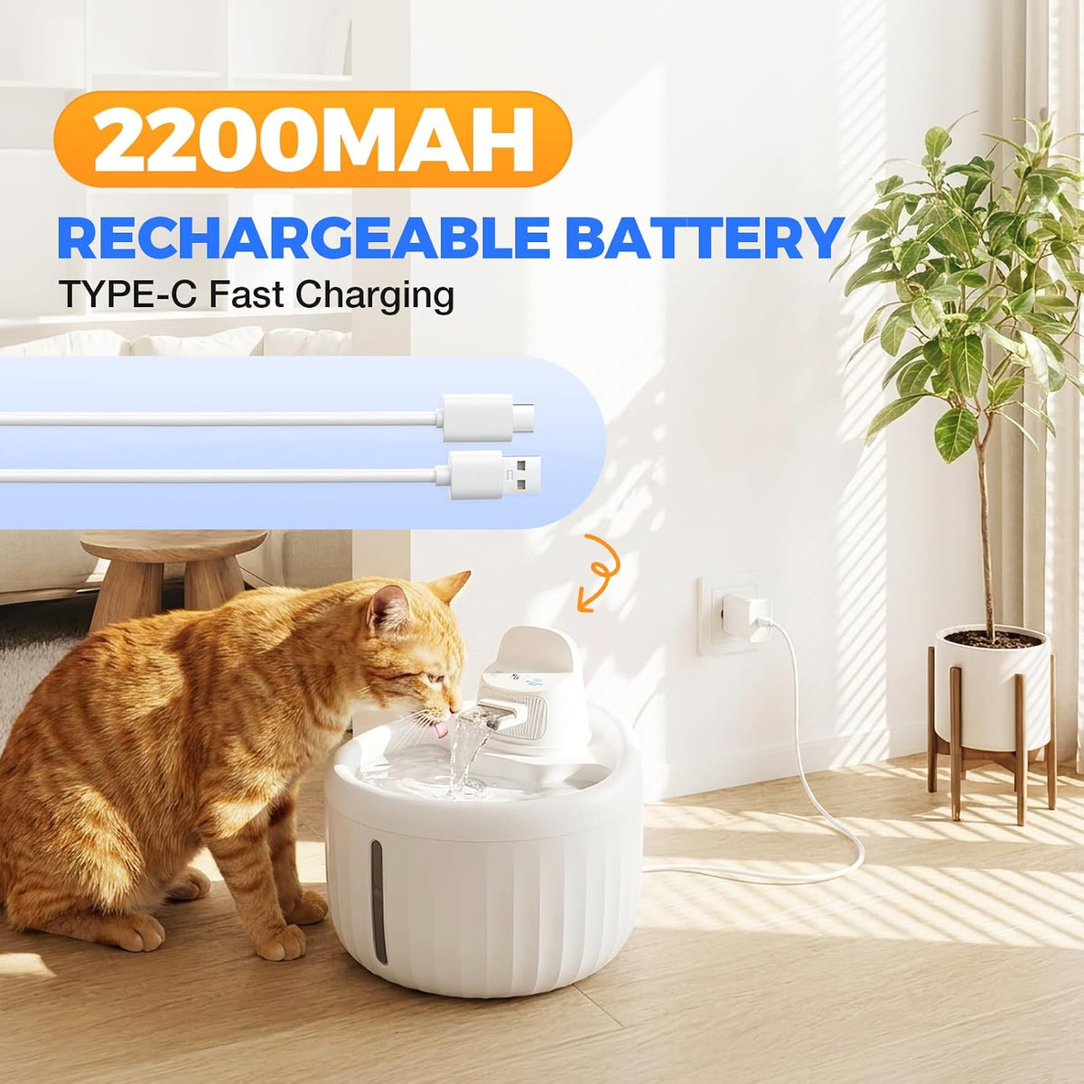 Fiveda Fuente de agua inalámbrica para gatos, dispensador de agua |...