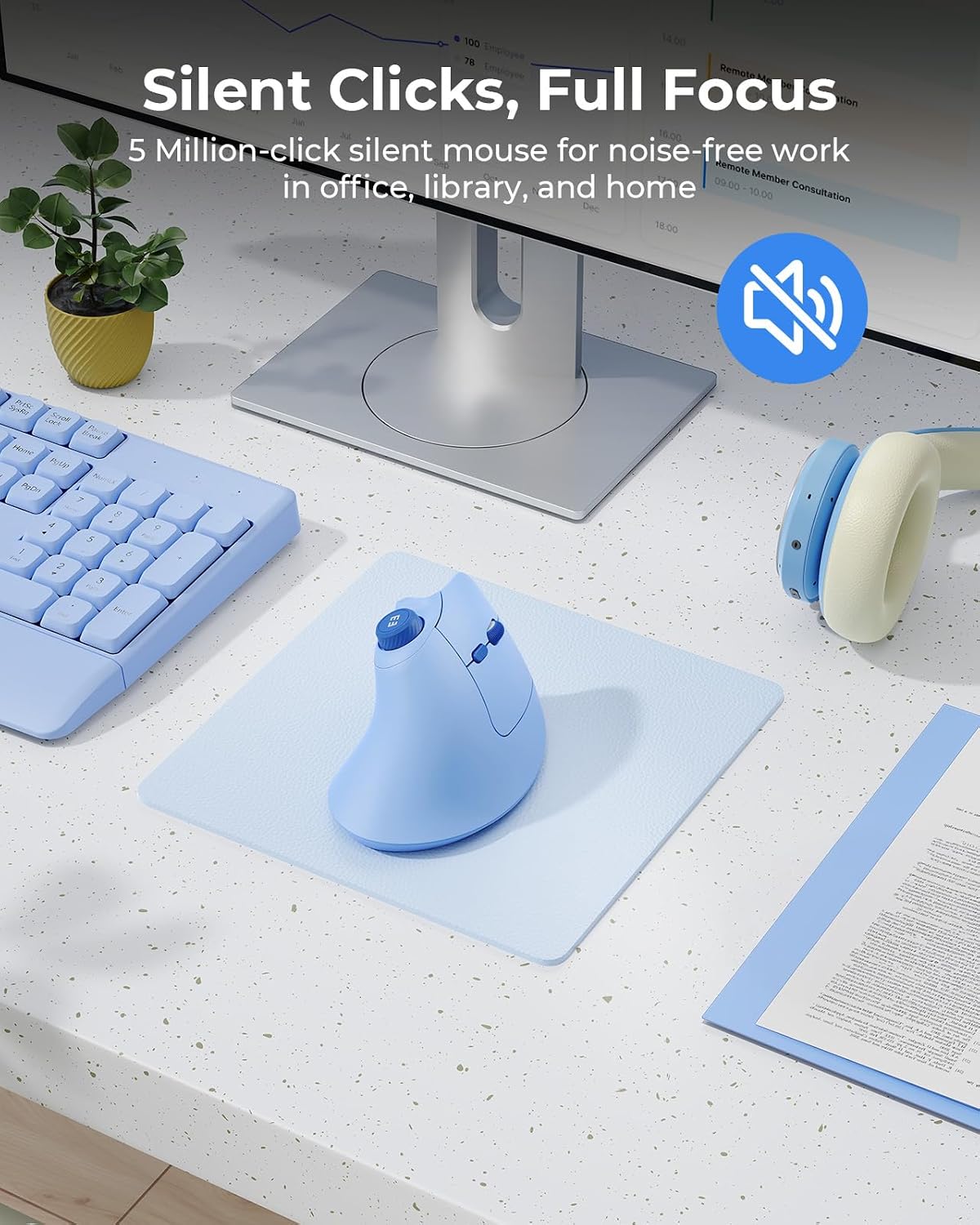 Seenda MOU-302 Ratón Vertical Ergonómico Bluetooth Inalámbrico con...