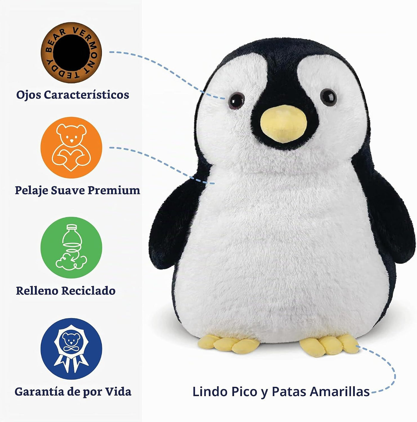 Vermont Teddy Bear Peluche de pingüino gigante 2.3FT | USA Bear Hos...
