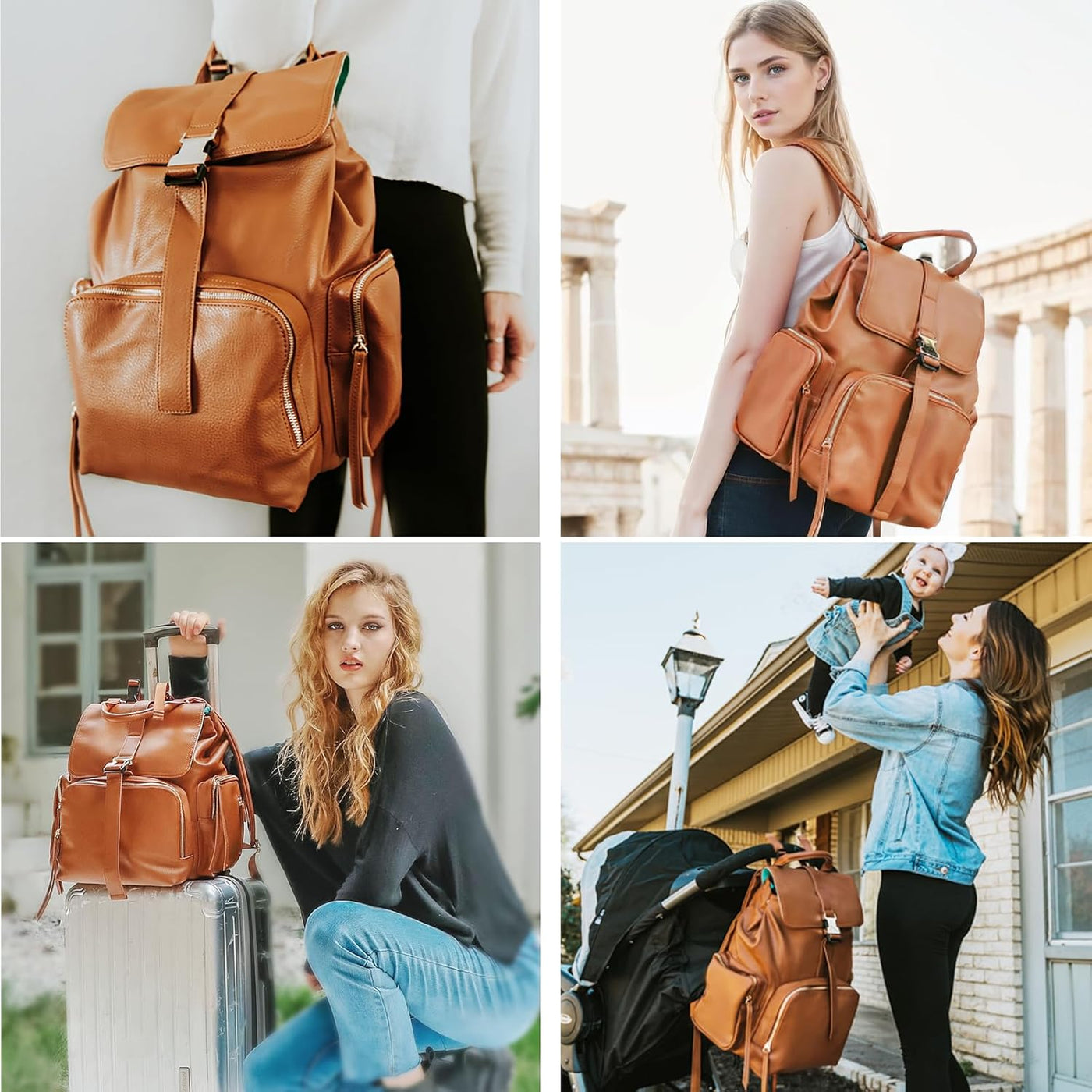 MOMINSIDE Bolsa de pañales Mochila de cuero Bolso de bebé pañaleras...