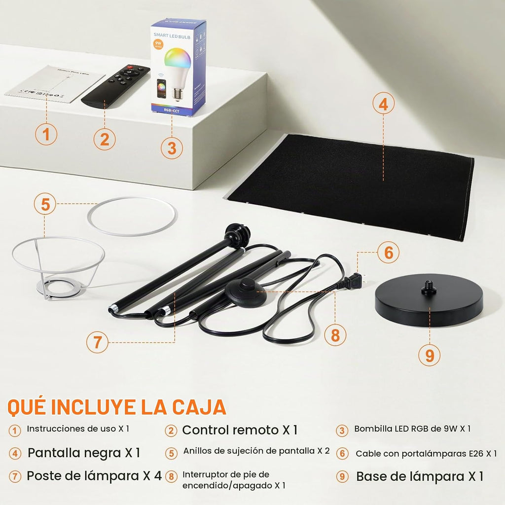 FRIDEKO HOME Lámpara de pie, iluminación ambiental que cambia de co...