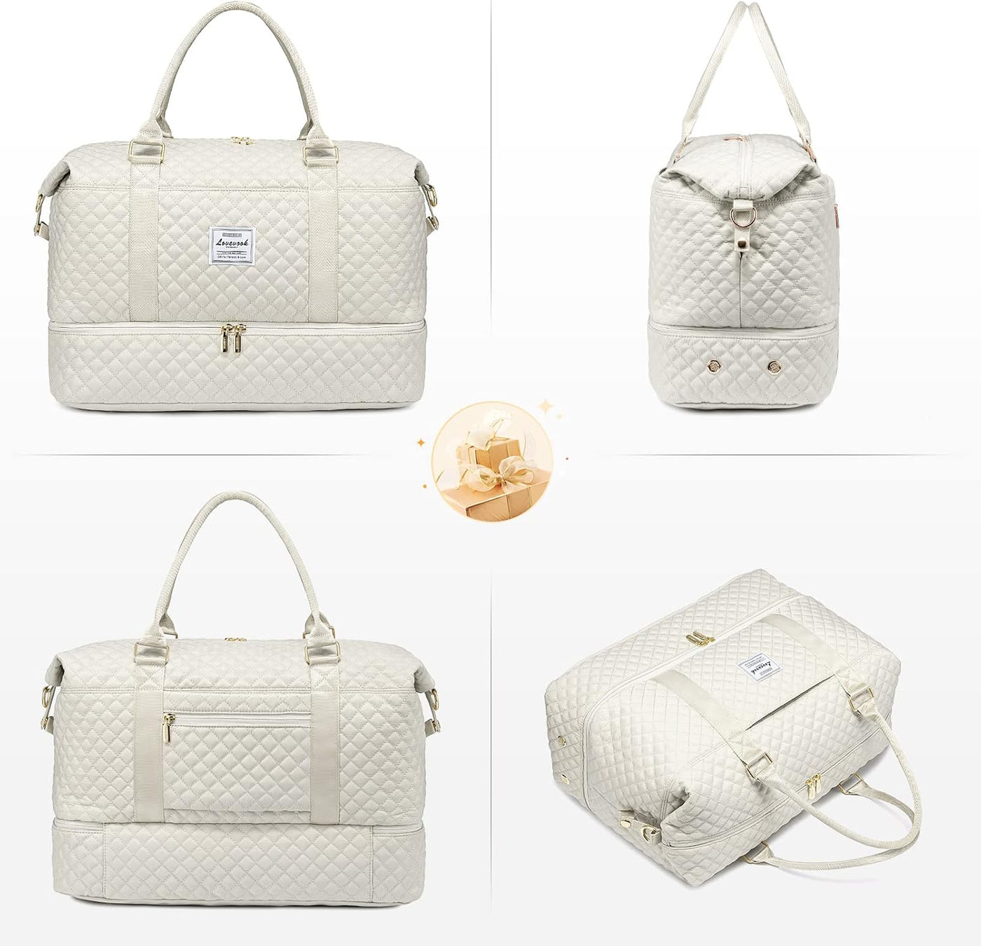 LOVEVOOK Bolsa de lona de viaje, para mujer con compartimento para...