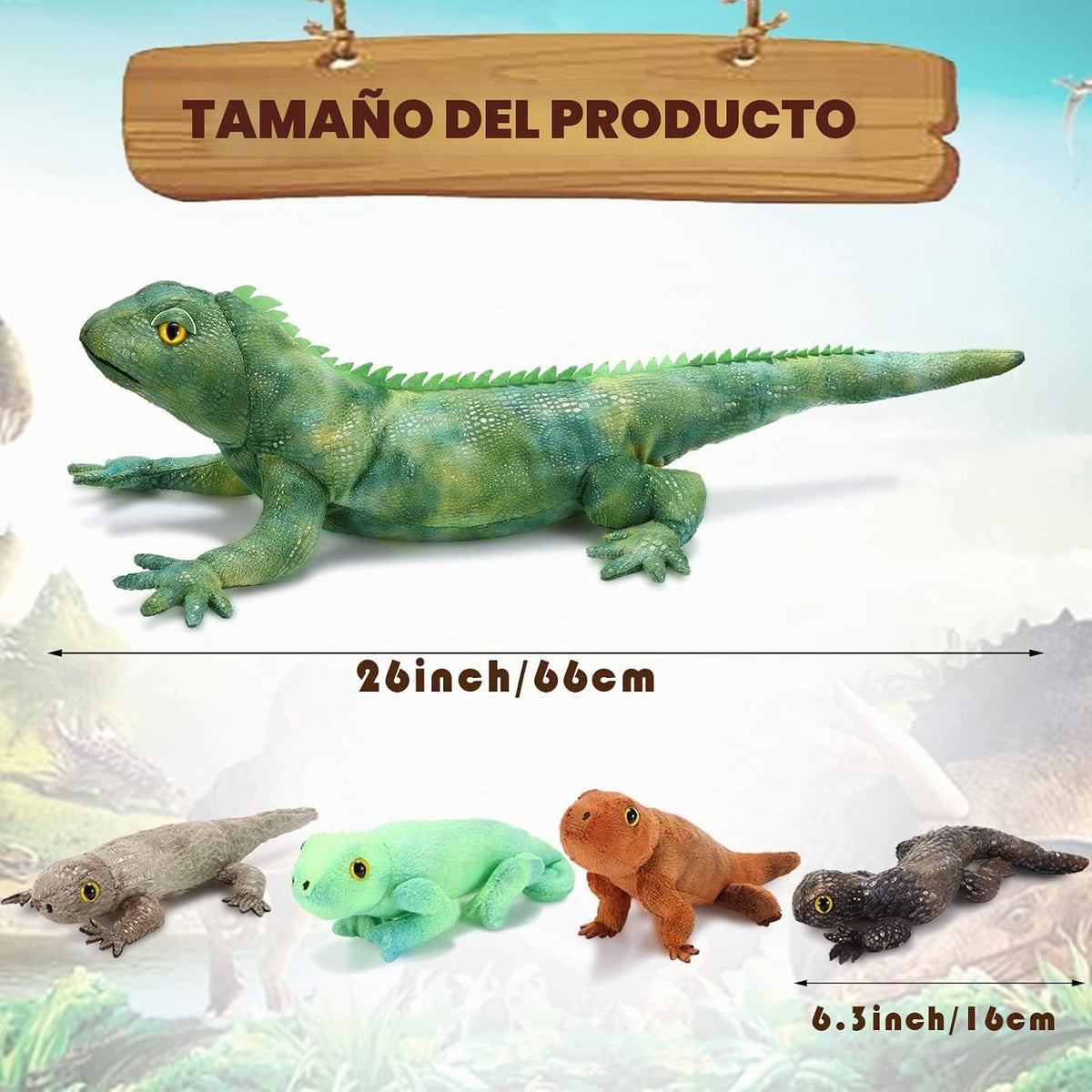 HyDren Juguete de peluche de lagarto de 26 pulgadas de Iguana de pe...