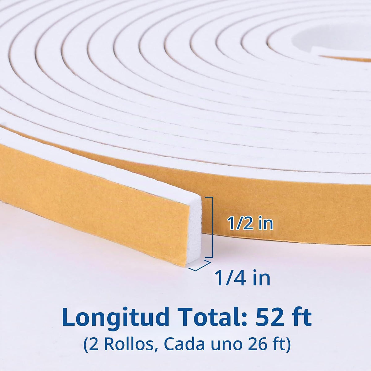 Cinta adhesiva de espuma autoadhesiva 1\/2 pulg. x 1\/4 pulg. x 52...