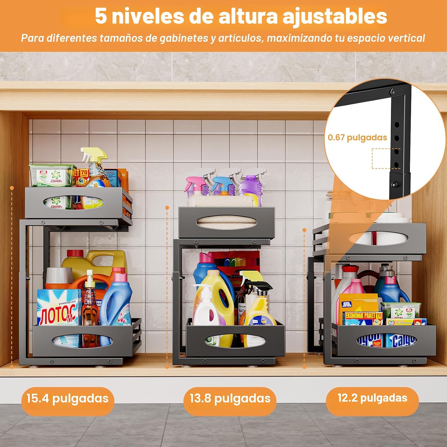 Organizador para debajo del fregadero, organizadores y almacenamien...