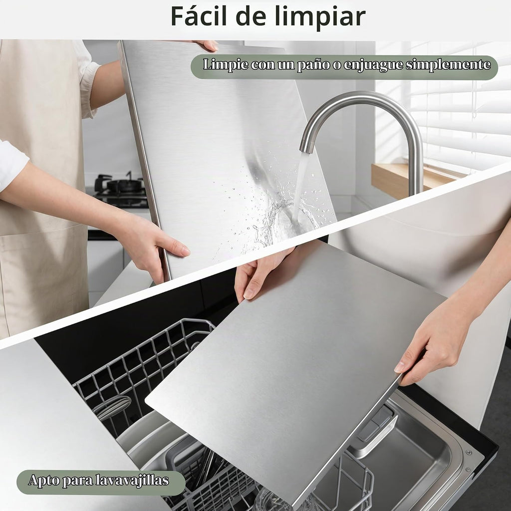 Juego de tablas de cortar de acero inoxidable con labio, paquete de...