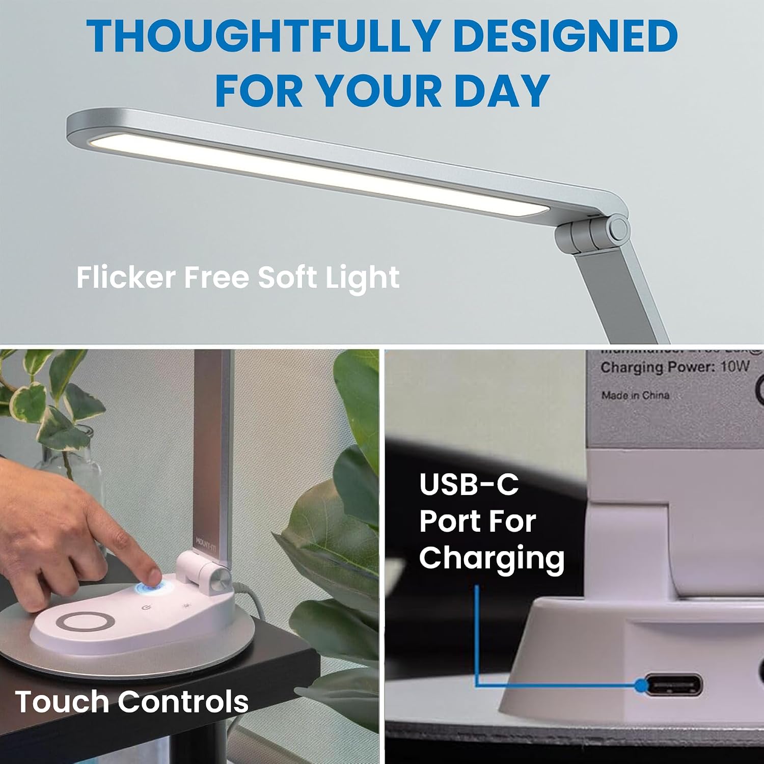 ¡Móntalo! Lámpara de escritorio LED con cargador inalámbrico y puer...