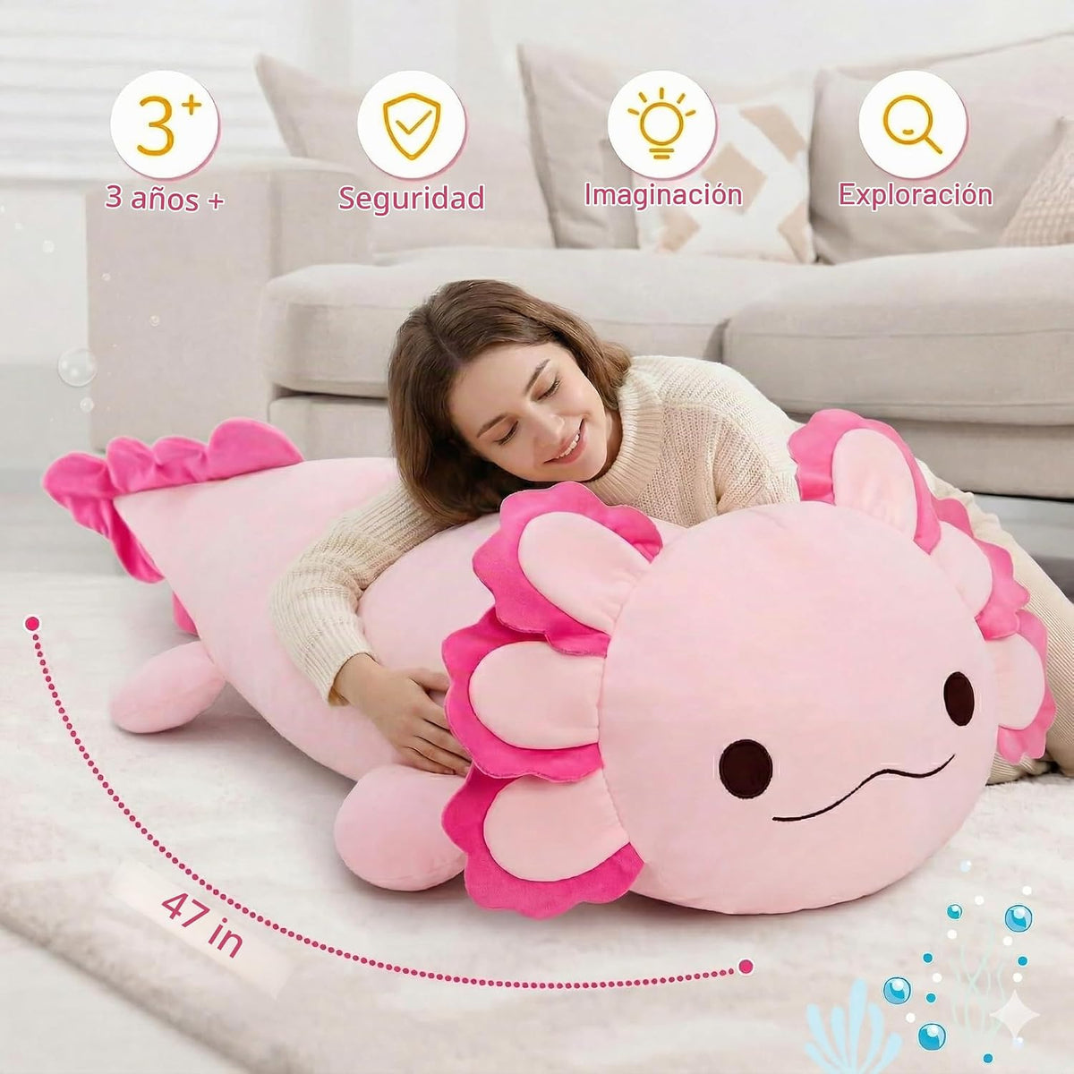 MaoGoLan Peluche de Ajolote Gigante de 47", Animal de Peluche d...