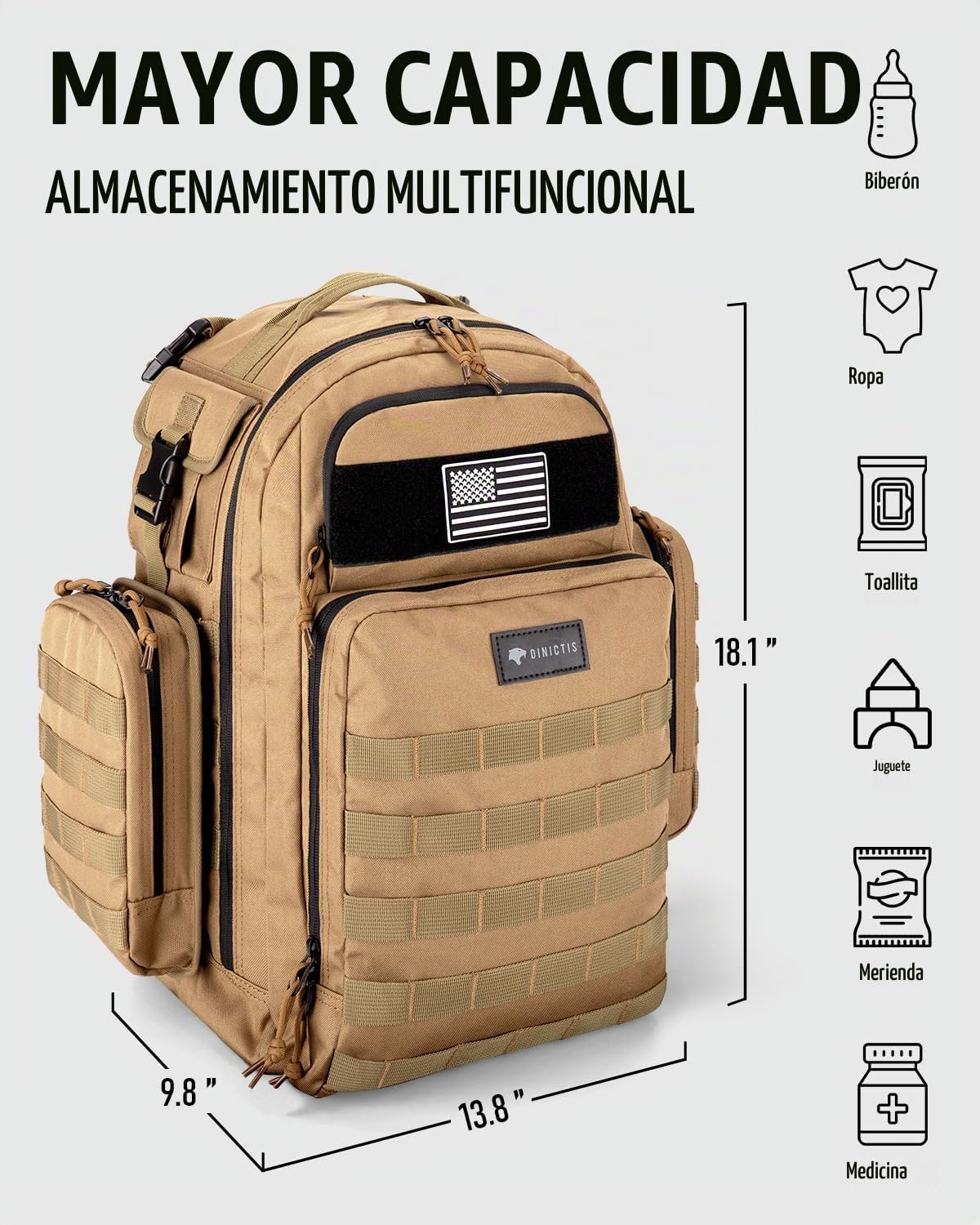 Dinictis Bolsa de pañales para papá, mochila para pañales para homb...