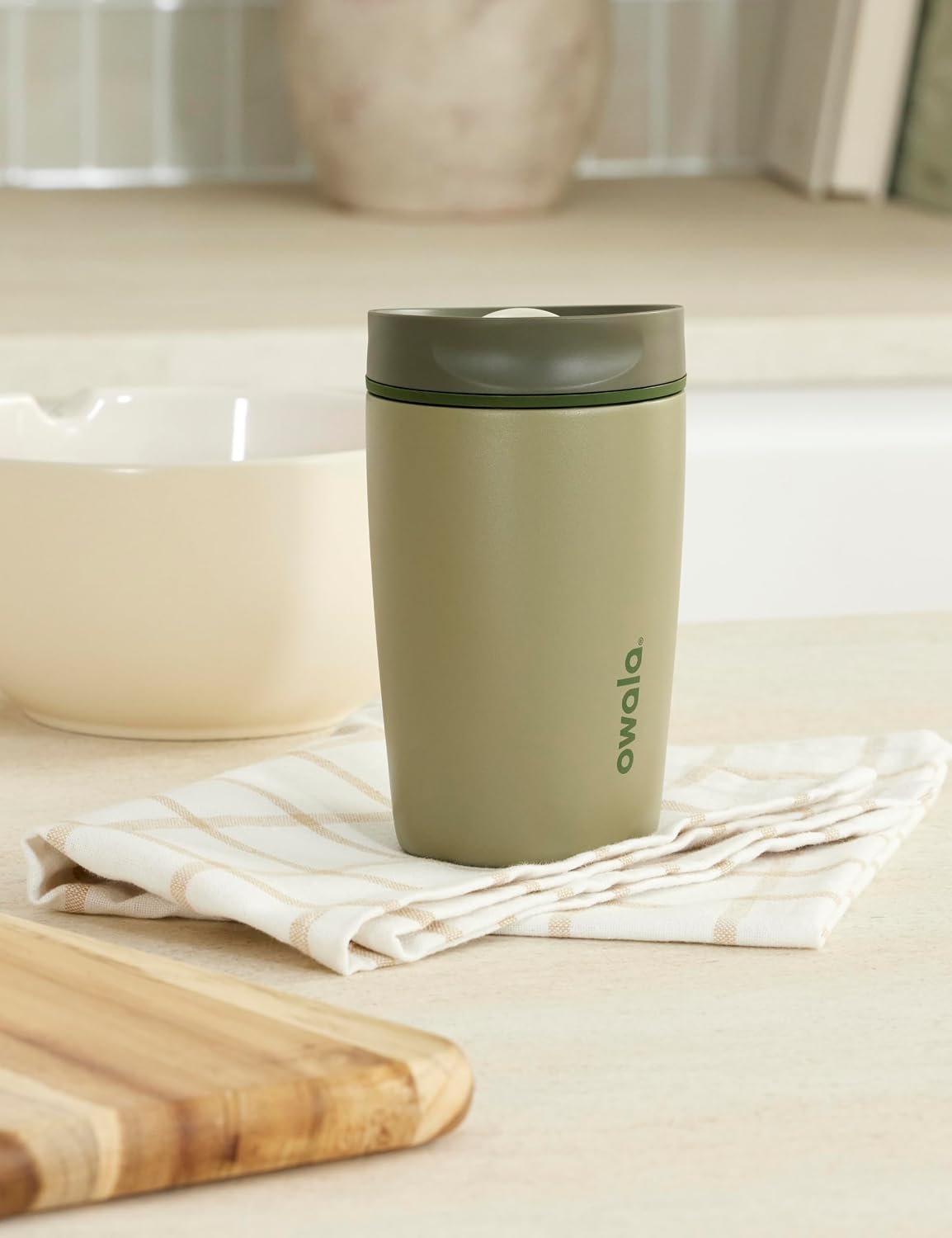 Owala SmoothSip Slider - Vaso de café de acero inoxidable con aisla...