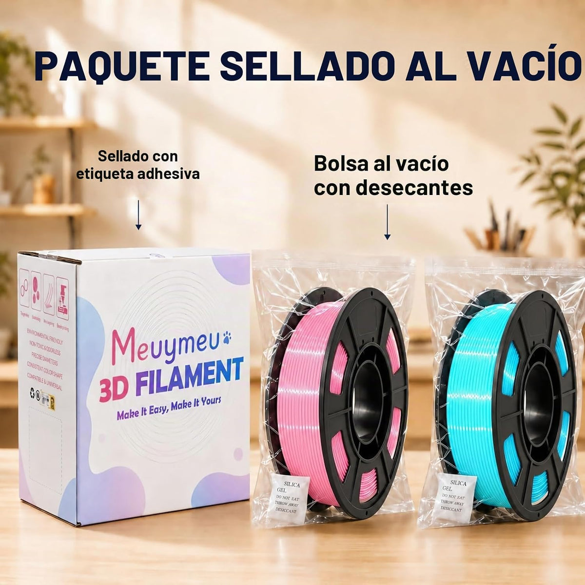 MEUYMEU Filamento PLA Silk Rainbow de 0.069 pulgadas, carretes de 8...