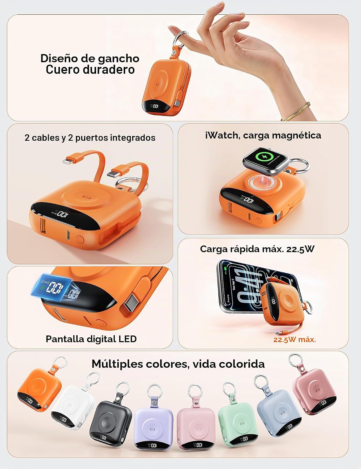 BLJIB Cargador portátil 10000mAh 22.5W Banco de energía incorporado...