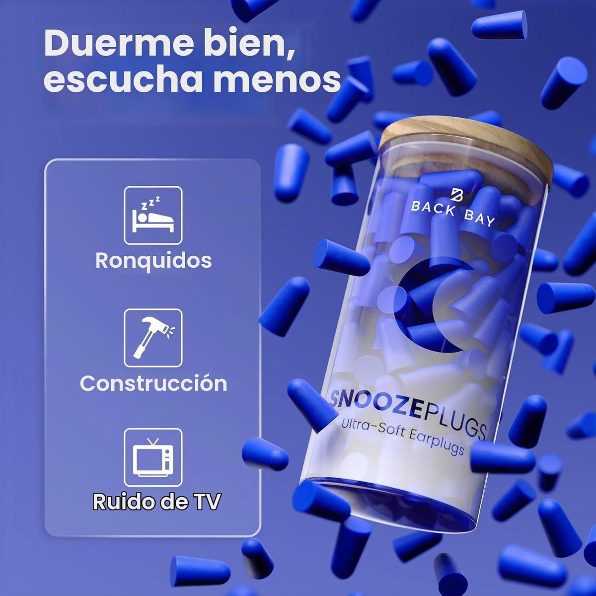 SnoozePlugs Tapones para los oídos de espuma ultra suave para dormi...