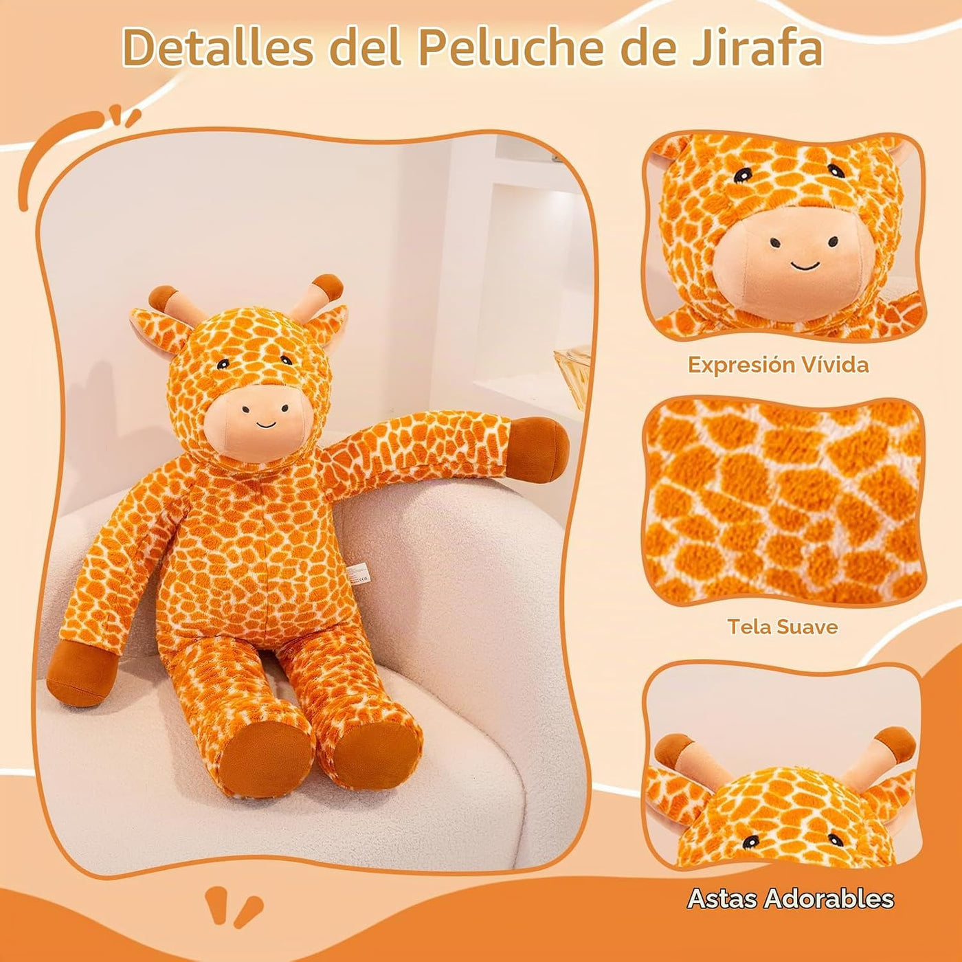 SQEQE Peluche de jirafa grande de 39 pulgadas, jirafa de peluche gi...