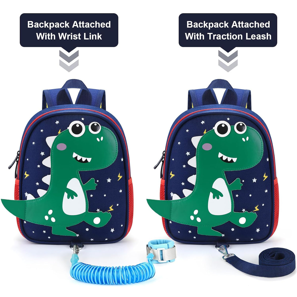 Accmor Mochila para niños pequeños con correa, mini bolso de dinosa...