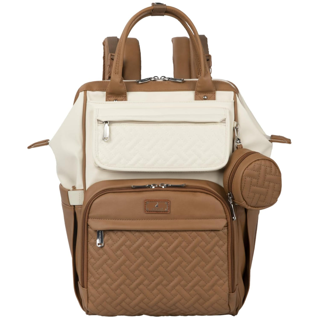 BabbleRoo Mochila de cuero para pañales, bolsas grandes multifunció...