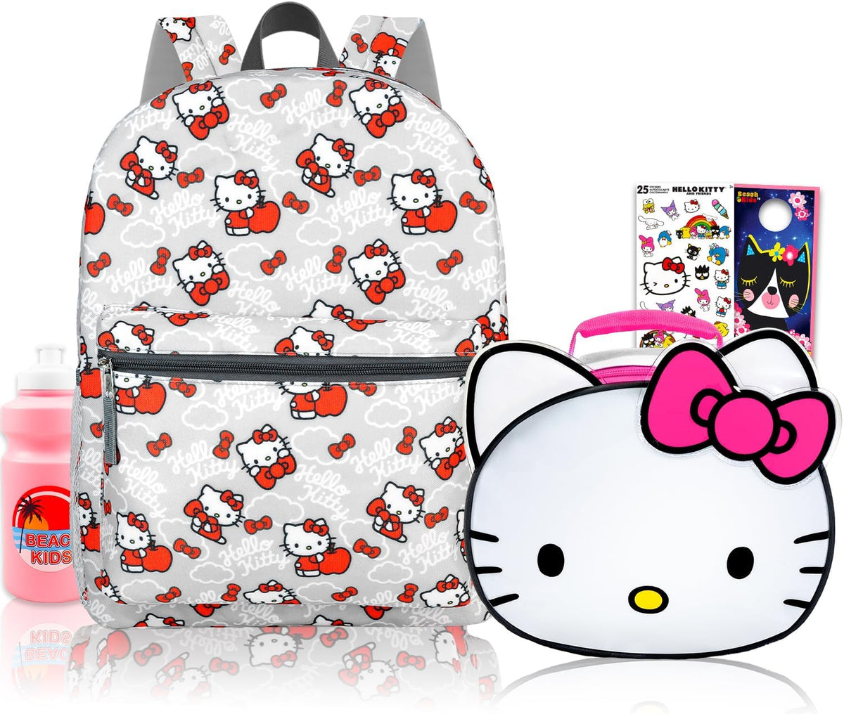 Hello Kitty Paquete de mochila y lonchera para niñas escolares y má...